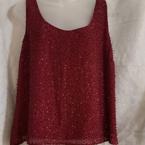New Talbots beaded silk sleeveless shell